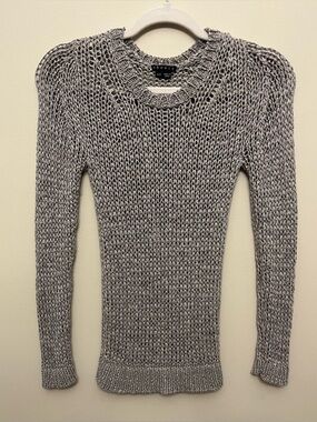 Theory Shirlyn Space Open Knit Sweater Gray Chunky Women's Size P Petite